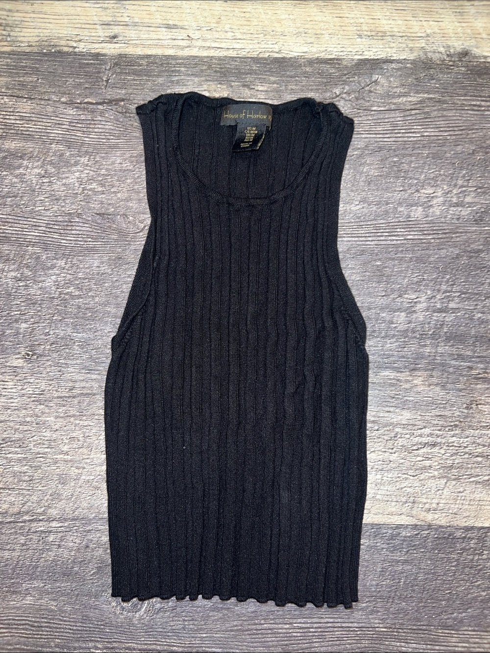 House of Harlow 1960 Black Ribbed Knit Cropped Sweater Tank Medium